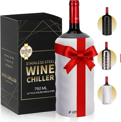 Vista 11 de Enfriador de vino premium - Enfriador de botella de acero inoxidable de 750ml, de doble pared y aislado al vacío - Mantiene el vino frío por más