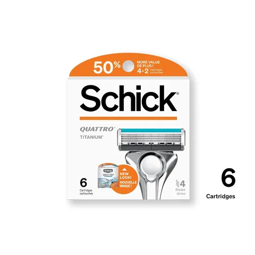 Vista 6 de Schick Quattro - Recambios de titanio Schick Quattro, repuestos de maquinilla de afeitar para hombre, 6