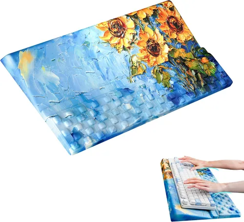 Vista 11 de Ospelelf Almohadilla para reposamuñecas para teclado, cómodo soporte ergonómico para teclado, accesorios de escritorio de oficina, artículos Anémona