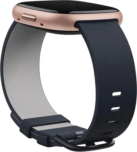 Vista 2 de Fitbit Correa de cuero vegano, accesorio de 0.99 pulgadas, índigo, grande *Compatible con Sense 2, Sense, Versa 4 y Versa 3