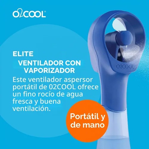 Vista 2 de O2COOL Elite - Ventilador de nebulización portátil con pilas, color azul Sí