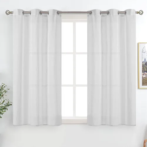 Vista 19 de BGment Cortinas cortas de lino transparente de 40 pulgadas para cafetería, con ojales, filtrado de luz, semitransparentes para ventanas pequeñas