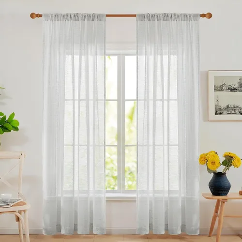 Vista 53 de Deconovo - Cortinas transparentes con filtro de luz de 84 pulgadas de largo Plata