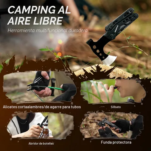 Vista 5 de Accesorios de multiherramienta para acampar, rellenos de calcetines para hombres 16 en 1 Multiherramienta Equipo de supervivencia con hacha