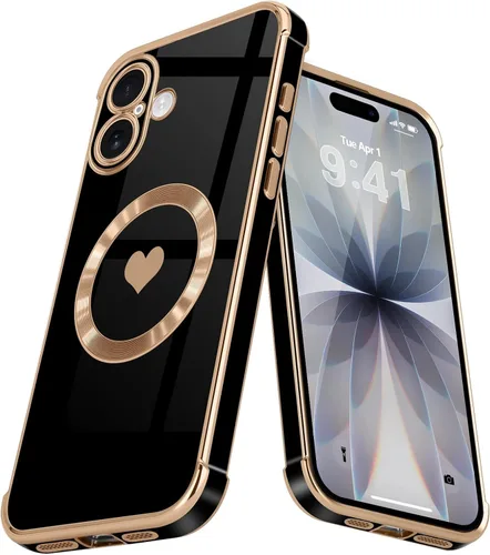 Vista 51 de Funda magnética para iPhone 13, para mujeres y niñas, chapado de lujo, lindo corazón de amor, cubierta trasera suave, protección completa de lente