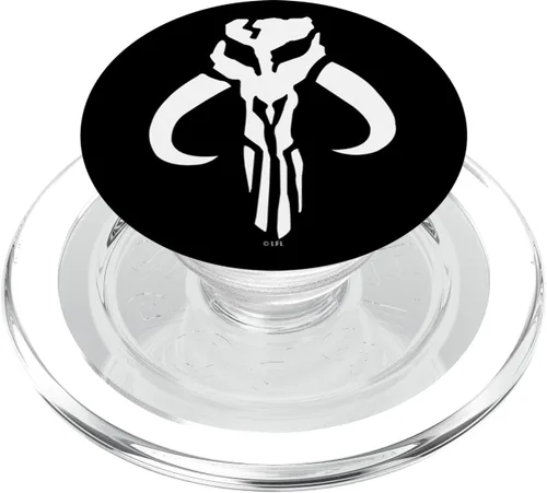 Vista 8 de Logotipo de Star Wars mandalorio negro y blanco – PopSockets Grip y soporte para teléfonos y tabletas, Negro