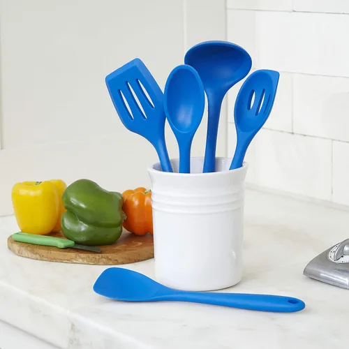 Vista 2 de Better Houseware Juego de utensilios de cocina de silicona, 5 piezas, color azul