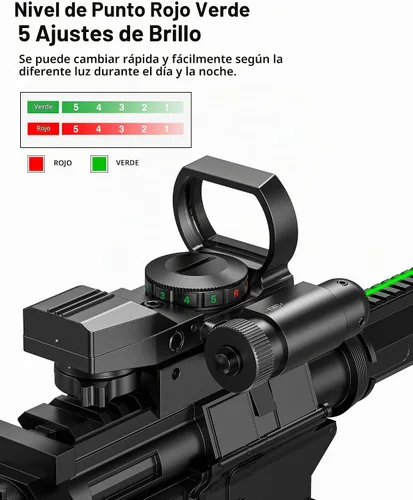 Vista 4 de CVLIFE 1X22X33 Visor Reflex Punto Rojo Visor Punto Rojo y Verde 4 Ópticas de Retícula con Láser Verde y Interruptor de Almohadilla de Presión