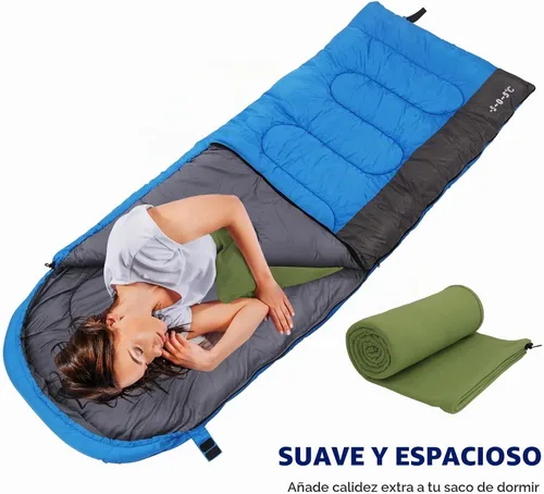 Vista 4 de Forro polar para saco de dormir, 75 pulgadas de largo con cremallera de microfibra de forro polar de viaje, saco de dormir individual, manta