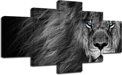 Vista 14 de Arte de pared inspirador de león en blanco y negro para decoración de pared, impresión en lienzo, citas motivacionales, pósters, pintura enmarcada