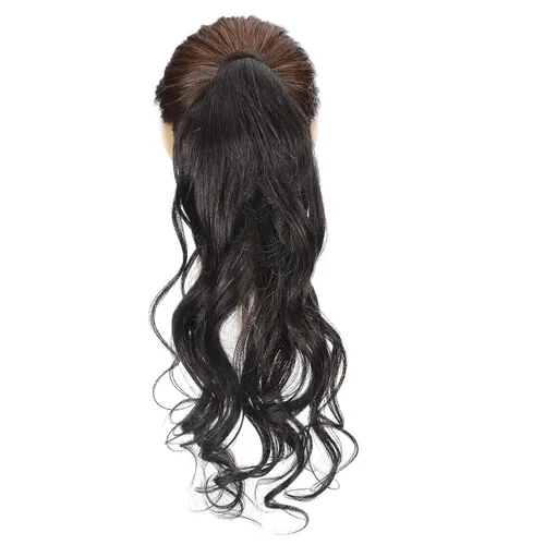 Vista 3 de SEGO Extensión de cola de caballo de cabello humano real, con clip envolvente, cola de caballo larga y recta con pasta mágica, postizos de cabello