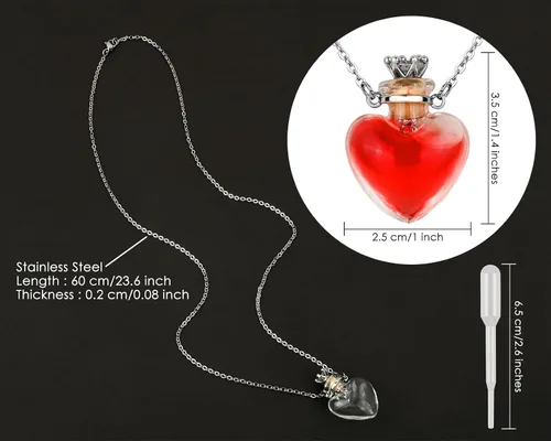 Vista 2 de DS. DISTINCTIVE STYLE Collar de Frasco en Forma de Corazón Colgante de Botella de Perfume Collar de Frasco de Sangre para Líquido Joyería
