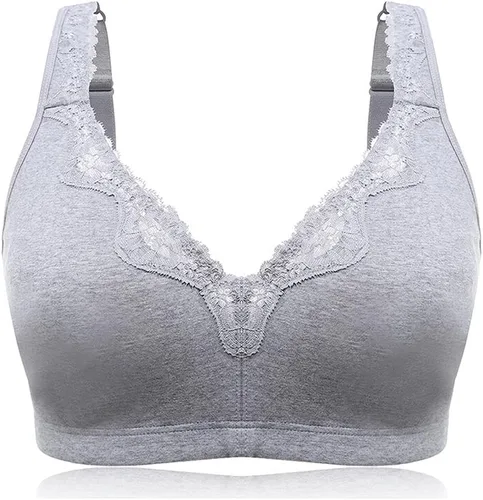 Vista 4 de TELIMUSSTO Sujetador de encaje de algodón suave de talla grande para mujer, cobertura completa, sin varillas, sin relleno
