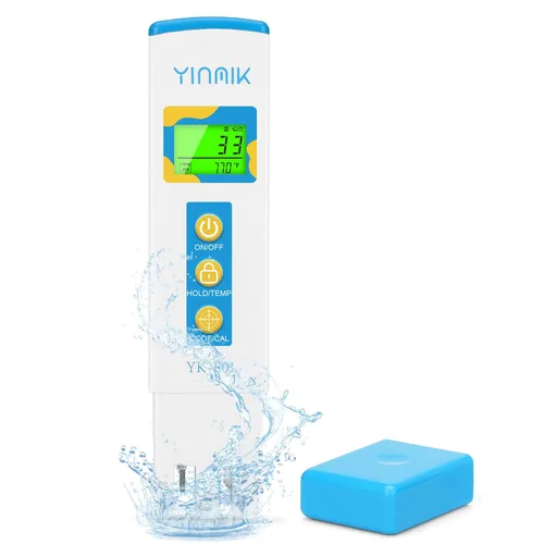 Vista 8 de YINMIK - Monitor inteligente de piscina, lector de sal de piscina con energía solar, medidor digital de sal de pH para piscina de agua salada