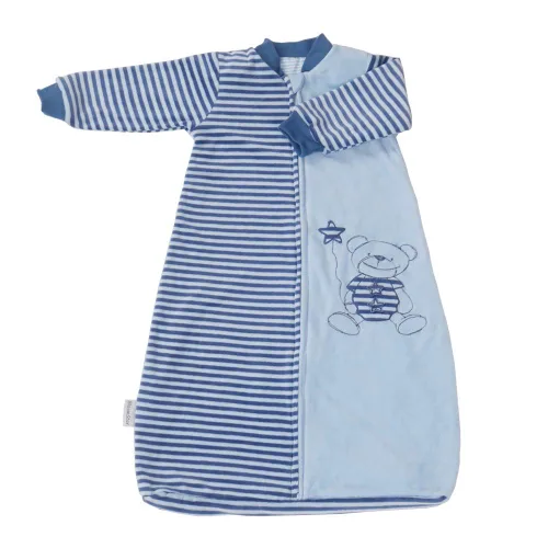 Vista 12 de Tog 2.0 - Saco de dormir para niños pequeños, manga larga, terciopelo de algodón, cálido saco de dormir con brazos para bebé, 4 estaciones, Azul