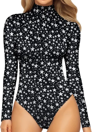 Vista 25 de Body MANGOPOP para mujer, con cuello alto falso de estilo tortuga, con manga larga 02 Manga Larga Borgoña (Forro Polar)