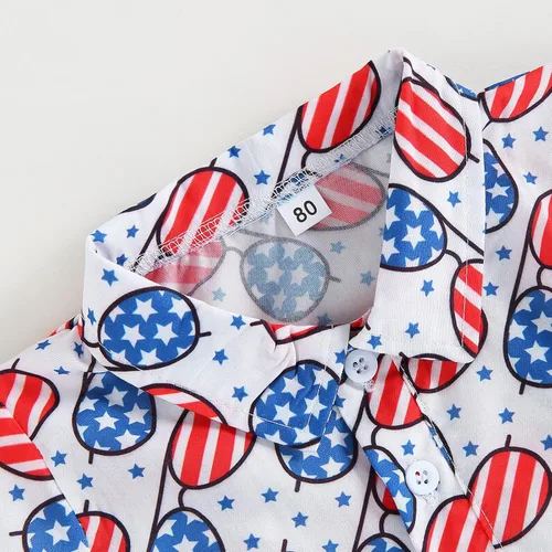 Vista 5 de AEEMCEM Conjunto de pantalones cortos estilo vaquero con estampado de vaca de manga corta y botones para bebé, conjunto de pantalones cortos
