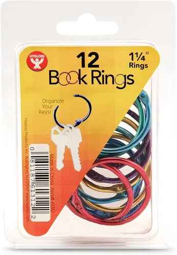 Vista 4 de Hygloss Products 61311 - Anillos de libro – Anillos de acero de colores surtidos de 1 pulgada, paquete de 12 Variado