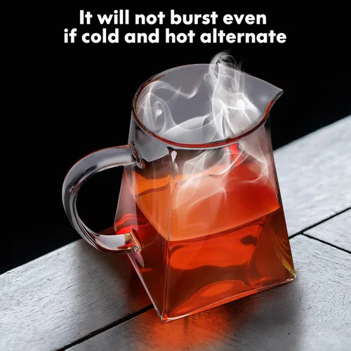 Vista 6 de Alipis Tetera cuadrada de vidrio con asa, dispensador de té transparente para el hogar y la oficina, jarra de té transparente para servir vasos