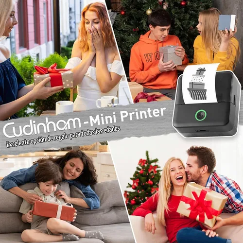 Vista 9 de cudinham Mini impresora Print Pods, fabricador de pegatinas térmico sin tinta con 10 rollos de papel de impresión, Printpod de bolsillo para Negro