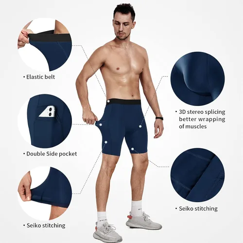 Vista 3 de Niksa Pantalones cortos de compresión para hombre, paquete de 23, ropa interior de compresión para hombre, pantalones cortos atléticos, pantalones
