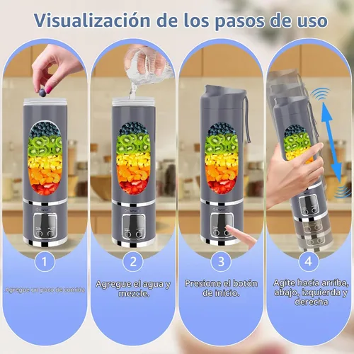 Vista 5 de EASYSPEED - Licuadora portátil eléctrica USB-C, exprimidor personal de 16.9 fl oz para batidos, 12 cuchillas, 1500 mAh recargable, sin BPA Azul