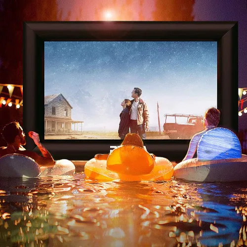 Vista 9 de Pantalla de cine inflable para exteriores de 20 pies, pantallas inflables de proyección frontal y trasera con soplador de aire, lo mejor para noches