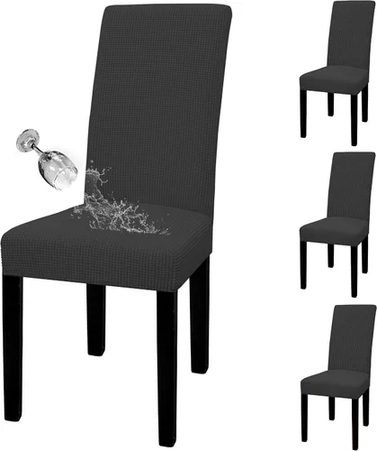 Vista 46 de Easy-Going - Juego de 2 fundas para sillas de comedor 100% impermeables, de tela Jacquard elástica, fundas protectoras removibles y lavables