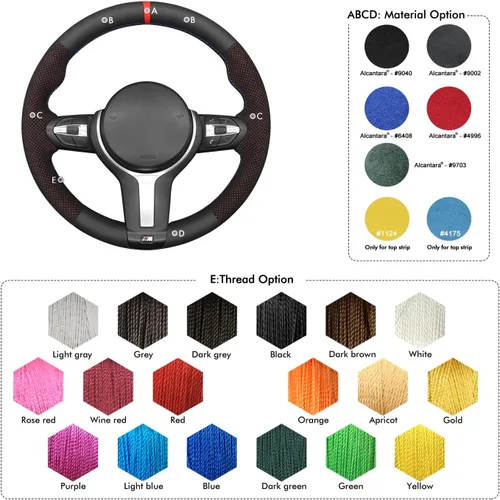 Vista 7 de MEWANT - Funda para volante de automóvil cosida a mano de Athsuede para BMW F87 M2 F80 M3 F82 M4 M5 F12 F13 M6 F85 X2 X5 M F86 X6 M F33 F30 M