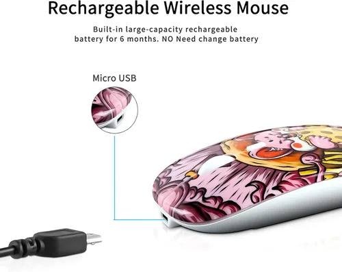 Vista 5 de 3C Light Lindo ratón óptico con cable USB con forma de panda, 1600 DPI, 3 botones para mujeres, niños y niñas (rosa)