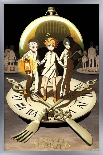 Vista 9 de Trends International The Promised Neverland - Póster de pared de grupo, 14.725 x 22.375 pulgadas, versión enmarcada de madera de granero Versión