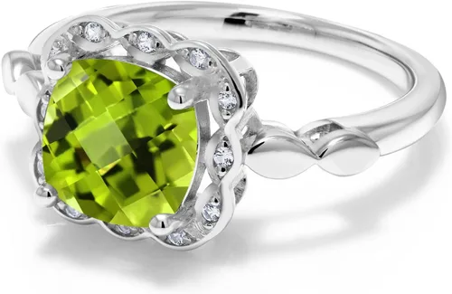 Vista 23 de Gem Stone King Anillo de compromiso de plata de ley 925 de 0.315 in con piedra natal y zafiro blanco creado Anillo de compromiso de boda