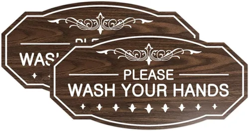 Vista 24 de Signs ByLITA Letrero Victoriano Please Wash Your Hands (Negro) - Pequeño
