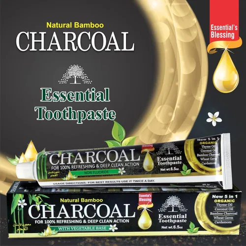 Vista 4 de Pasta de dientes de carbón de bambú orgánico 100% natural para blanquear los dientes, paquete de 3 unidades, cuidado bucal - 6.5 oz Blanquea