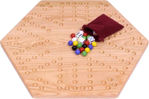 Vista 7 de Juego de mesa Aggravation (Wahoo), con tablero de madera maciza de roble, doble cara, 16" de ancho