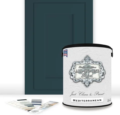 Vista 181 de Pintura TODO EN UNO, Abbey (gris cálido), Muestra de 8oz - Pintura duradera para gabinetes y muebles. Imprimación y capa superior incorporadas,