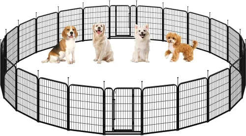 Vista 11 de Yaheetech Corralito para perros de alta resistencia, 32 pulgadas, 8 paneles, corralito para perros medianos, valla de ejercicio plegable