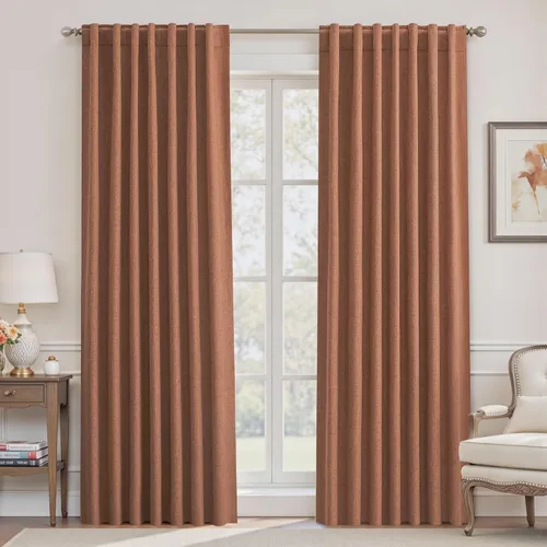 Vista 96 de UHITECH Cortinas cortas de lino de 24 pulgadas de largo para ventanas pequeñas de granja, cortinas opacas modernas para sala de estar, pestañas