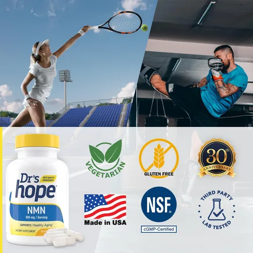 Vista 7 de Dr's Hope NMN Supplement- 300 mg 60 cápsulas vegetales NAD+ Booster y apoya el envejecimiento activo y la salud vascular 30 porciones 2