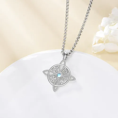 Vista 55 de YAFEINI Collar con dije de nudo de bruja de plata de ley, amuleto de bruja de cruz celta, regalo para mujer