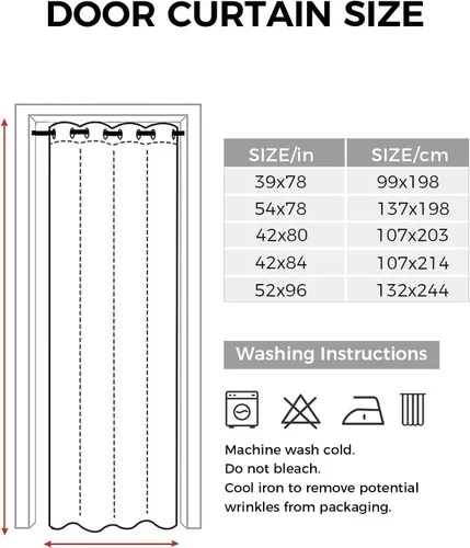 Vista 7 de BEMIGO Cortinas de puerta 100% opacas, molino de viento rústico, insonorizadas, aislamiento térmico, cortinas y cortinas para puerta temporal