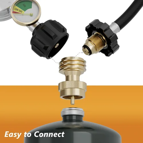 Vista 4 de NUPICK Adaptador de tanque de propano, Convertidor de 1 Lb a 20 Lb, Conecte pequeños tanques de propano a la parrilla de barbacoa, Construcción 100%