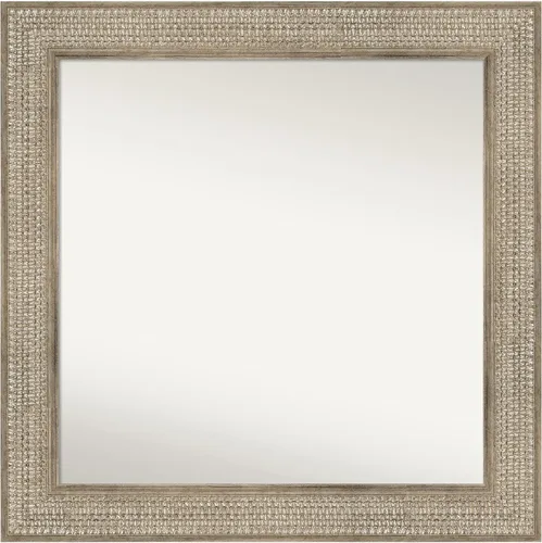 Vista 344 de Amanti Art Espejo de baño plateado para sobre fregadero, 26 x 26 pulgadas, espejo cuadrado de níquel pulido, marco de madera tradicional mediano, se