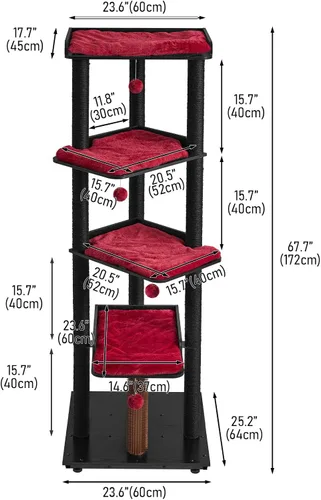 Vista 4 de FourFurPets Árbol para gatos resistente, árbol de gato de 67.7 pulgadas para gatos de interior grande y adulto, torre moderna para gatos grandes