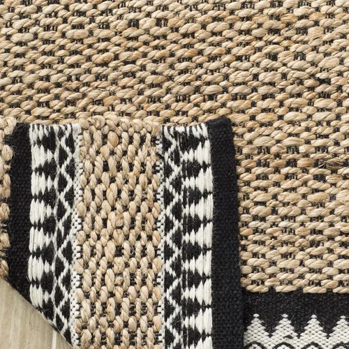 Vista 4 de SAFAVIEH Colección de fibra natural - Alfombra decorativa de 2 x 3 pies, color natural y negro, hecha a mano de yute rústico costero, ideal