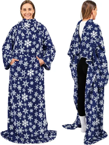 Vista 22 de PAVILIA Manta con Mangas para Adultos Mujeres Hombres, Manta Suave y Cálida Usable de Vellón Envolvente Tipo Throw, Manta Bata Regalo
