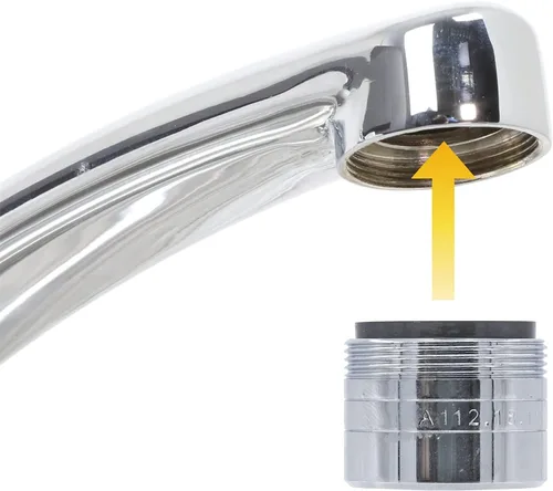 Vista 4 de Danco 10485 Aireador de grifo de ahorro de agua extra de doble rosca, verde, 1.0 GPM, cromado