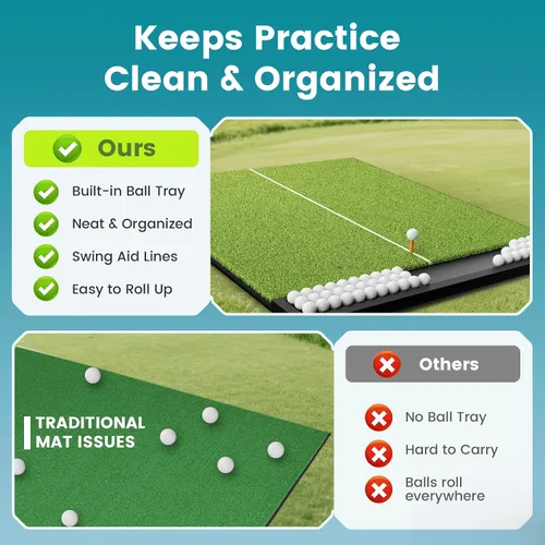 Vista 2 de Golf Hitting Mat with Ball Tray for Pro Turf Practice - 5x4/6x4 26/31mm