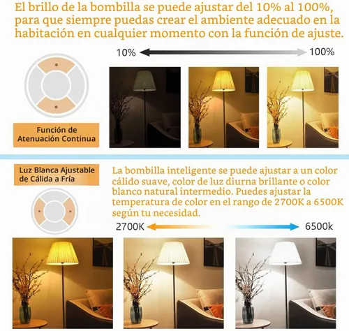Vista 6 de Bombillas LED inteligentes E12 con control remoto de 2.4 GHz