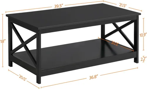 Vista 5 de Topeakmart X-Design - Juego de 3 mesas de sala de estar, con 1 mesa auxiliar y 2 mesas laterales para sofá, color negro